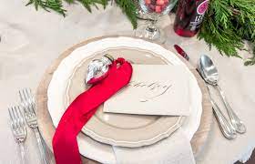 This rustic look for the holidays matches just right for a country christmas. Christmas Eve Dinner Table Setting West Coast Capri