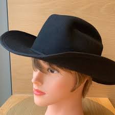 Vintage Smithbilt Futura Felt Black Cowboy Hat Size 7 1/4