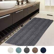 Sold and shipped by eforcity. 47x17 Inch Large Luxury Grey Striped Bath Mat Soft Shaggy Bathroom Rugs Non Slip Kitchen Rugs Microfiber Washable Water Absorbent Bath Rug Runners For Floor Bathroom Bedroom Walmart Com Walmart Com