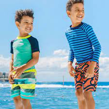 Coogee Rash Guard Coogee Beach Is A Surfside Town In Sydney Classic Stripes In Oceanic Colors Make This Rash G Boys Swim Swimsuit For Boys Boys Bathing Suit