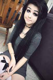 Jet black, shiny hair is another favorite to use with long emo hairstyles among teenagers, with thick, dark eyeliners accentuating the overall appearance. Breaking Chany Via Facebook Image 2375219 On Favim Com