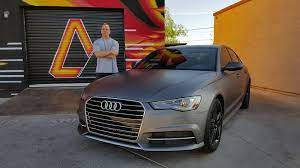 2016 Audi A6 1 Matte Dark Grey Full Vinyl Wrap 2 Matte Black Powdercoated Wheels Vinyl Wrap Car Automotive Shops Vinyl Racing Stripes