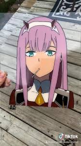 Zero Two From Darling In The Franxx Glass Painting Video Anime Canvas Art Anime Canvas Anime Drawings