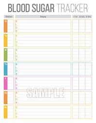 Blood Sugar Tracker Printable For Health Medical Fitness