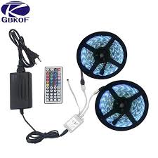 Gbkof Official Store Led Rgb Strip Light Smd 5050 Light 44key Remote Controller Power Adapter Rgb Waterproof Led Rgb Led Strip Lights Led Strip Lighting