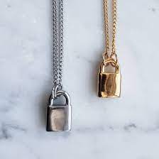 Gold Padlock Necklace Minimal Lock Necklace For Men And Etsy Lock Necklace Padlock Necklace Mens Chain Necklace
