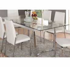 By cosco (2) black round metal 28 in. Osias Clear Glass Chrome Metal Rectangular Dining Table By Acme