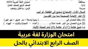 مواصفات امتحان اللغة العربية لنصف العام  2025 – 2026  عدد الاسئلة  وتوزيع الدرجات للصف الرابع والخامس والسادس الابتدائى 