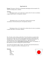 Osmosis with an egg lab; Egg Osmosis Lab Osmosis Physical Sciences