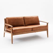 Helping you express your style through modern design. Mathias Mid Century Wood Frame Leather Loveseat 66