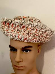 Vintage 80s Top Shaders by Billie Ross Straw Hat with Fabric Band and Bow