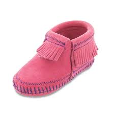 minnetonka moccasins 1160 infants riley bootie pink suede baby moccasins