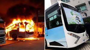 Image result for paris bus burning