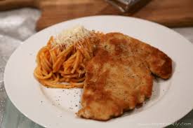 Put the thin meat strips into the egg mixture, then put it into the bread crumb mixture. Chicken Milanese And Spaghetti Pomodoro Food Frankly