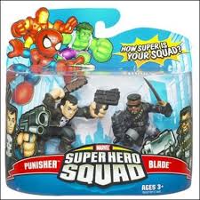 Marvel comics through the years. Marvel Super Hero Squad Blade And Punisher Modern By Hasbro Marvel Superheroes Punisher Superhero Toys