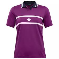 J. Lindeberg Women's Samantha Fast Dry Golf Polo Shirt Top in Gioxinia  Purple Blouses