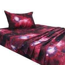 63 x 90inch (160x230cm), 1*pillow case: Unique Bargains Galaxy Print Bed Sheets Pillow Cases Bedding Set Red Twin Walmart Com Walmart Com