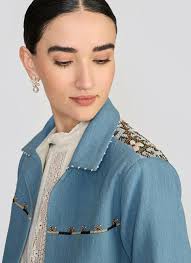 Buy Corinne Embroidered Blue Denim Jacket by Designer TALITHA Online at  Ogaan.com