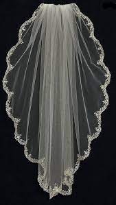 Fingertip Length Wedding Veil With Beaded Silver Scallop Embroidery Fingertip Length Wedding Veil Fingertip Wedding Veils Wedding Bridal Veils