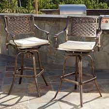 Shop the latest aluminum outdoor bar stools and choose from top modern and contemporary designer brands at ylighting. Sierra 30 Inch Outdoor Cast Aluminum Swivel Bar Stools W Cushion Set Gdfstudio