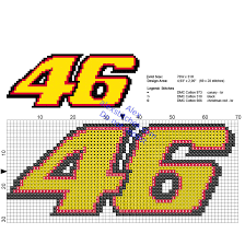 Small Valentino Rossi Moto Gp Number 46 Cross Stitch Logo Size 69 X 28 3 Dmc Colors Avec Images Motifs Perles A Repasser Points De Couture Point De Croix