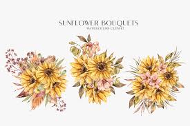 Find over 100+ of the best free flower arrangement images. Sunflower Bouquets Clipart Dried Yellow Flower Bouquet Png 1308791 Illustrations Design Bundles