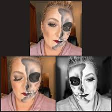 Half skeleton, half clown Halloween costume