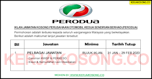 It operates in the nonmetallic mineral mining and quarrying sector. Jawatan Kosong Perusahaan Otomobil Kedua Sendirian Berhad Perodua