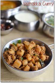 Peel the green raw bananas, chop them and then fry with simple everyday spices. Vazhakkai Curry Spicy Raw Banana Plantain Curry Recipe Sharmis Passions