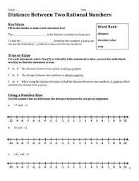 Distance Between Two Rational Numbers Worksheet By Taylor J S Math Materials Teachers Pay Teachers In 2020 Rational Numbers Number Worksheets Word Bank