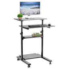 Featuring an integrated retractable keyboard tray, this mobile stand up desk computer workstation helps you. Vivo Mobile Stand Up Workstation Presentation Adjustable Laptop Cart Reviews Wayfair