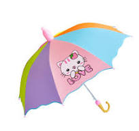 New Cute Cartoon Pattern Rainbow Kitten Straight Umbrella Boys Girls Long  Handle Children's Umbrella Kindergarten Custom Logo
