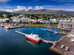 Akureyri with steaming vents and colorful pools