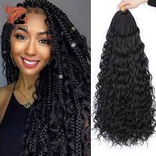 This goddess braid hairstyle is about precision. Messy Goddess Box Braids With Curly Hair Synthetic Crochet Hair Bohemian Hair With Curls 24inch Boho Braided Hair Extension Curly Dreadlocs Aliexpress