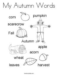 My Autumn Words Coloring Page Twisty Noodle Coloring Pages Coloring Pages Nature Fall Preschool