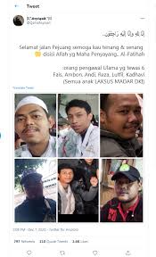 Rizieq shihab pernah menghadapi sejumlah kasus hukum, mulai dari dugaan pornografi hingga sebelum pergi ke arab saudi 2017 lalu, rizieq diketahui tersandung sejumlah kasus hukum di. Tampang 6 Pengikut Rizieq Shihab Yang Diduga Ditembak Mati Polisi Masih Muda Muda Indozone Id