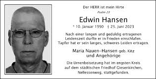 Traueranzeigen von Edwin Hansen