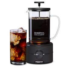 If you purchase an automatic cold brew coffee maker, then generally all you have to do is add your favorite coffee grounds along with cold, filtered water and press the on button. Presto Dorothy Rapid Cold Brew Coffee Maker 02937 Walmart Com Walmart Com