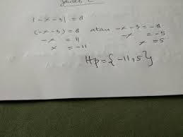 Secara geometris, nilai mutlak suatu bilangan adalah jarak antara bilangan itu dengan nol pada garis bilangan real. Himpunan Penyelesaian Dari Persamaan Nilai Mutlak X 3 8 Adalah Brainly Co Id