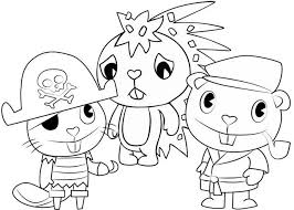 Flaky Russel And Pop Coloring Page Of Happy Tree Friends In 2020 Happy Tree Friends Coloring Pages Happy