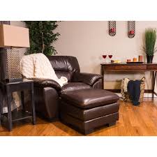 Pet free smoke free home. Oversized Chocolate Leather Chair And Ottoman Set Overstock 10199202