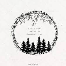 Christmas Wreath Svg Png Clipart Files Pine Tree Winter Etsy Monogram Border Winter Monogram Clip Art