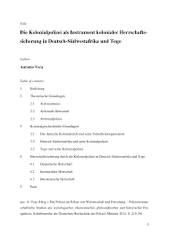 Pdf Die Kolonialpolizei Als Instrument Kolonialer Herrschaftssicherung In Deutsch Sudwestafrika Und Togo
