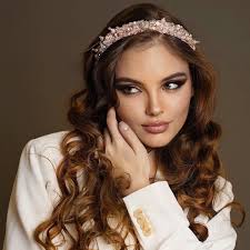 Rose Gold Crystal Tiara Headband for Dusty Rose Wedding. Blush Pink Bridal  Hair Piece. Beaded Wedding Crown.