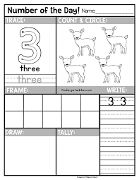 free number of the day worksheets kindergarten mom