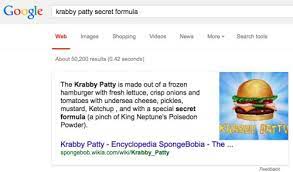 If You Search The Krabby Patty Secret Formula On Google The Top Search Result Is The Actual Recipe For The Tasty Treat Best Funny Pictures Secret Video News