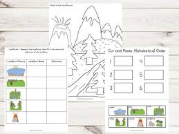 Beautiful paper art to learn about landforms for kids! Free Landforms Worksheets Printable Pack