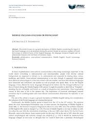 In english, many past and present participles of verbs can be used as adjectives. Pdf Middle English English Or Frenglish