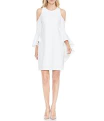 Vince Camuto Ruffled Bell Sleeve Cold Shoulder Dress Dillards Cold Shoulder Shift Dress Shop Short Dresses Short Wedding Dress