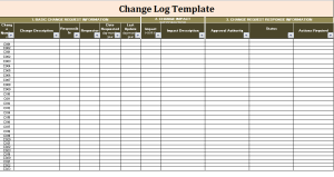 Change Log Template Templates Software Projects Free Printables